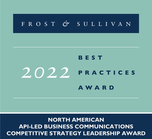 Frost & Sullivan 2022 Best Practices Award - North American API-Led Business communications competitive strategy leadership award