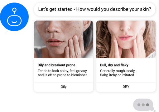 Image of automated skincare survey interaction with customer