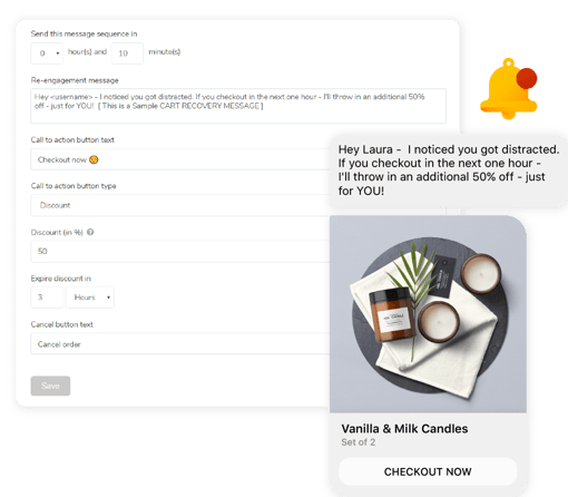 Image of dashboard for setting up automated campaigns via chat